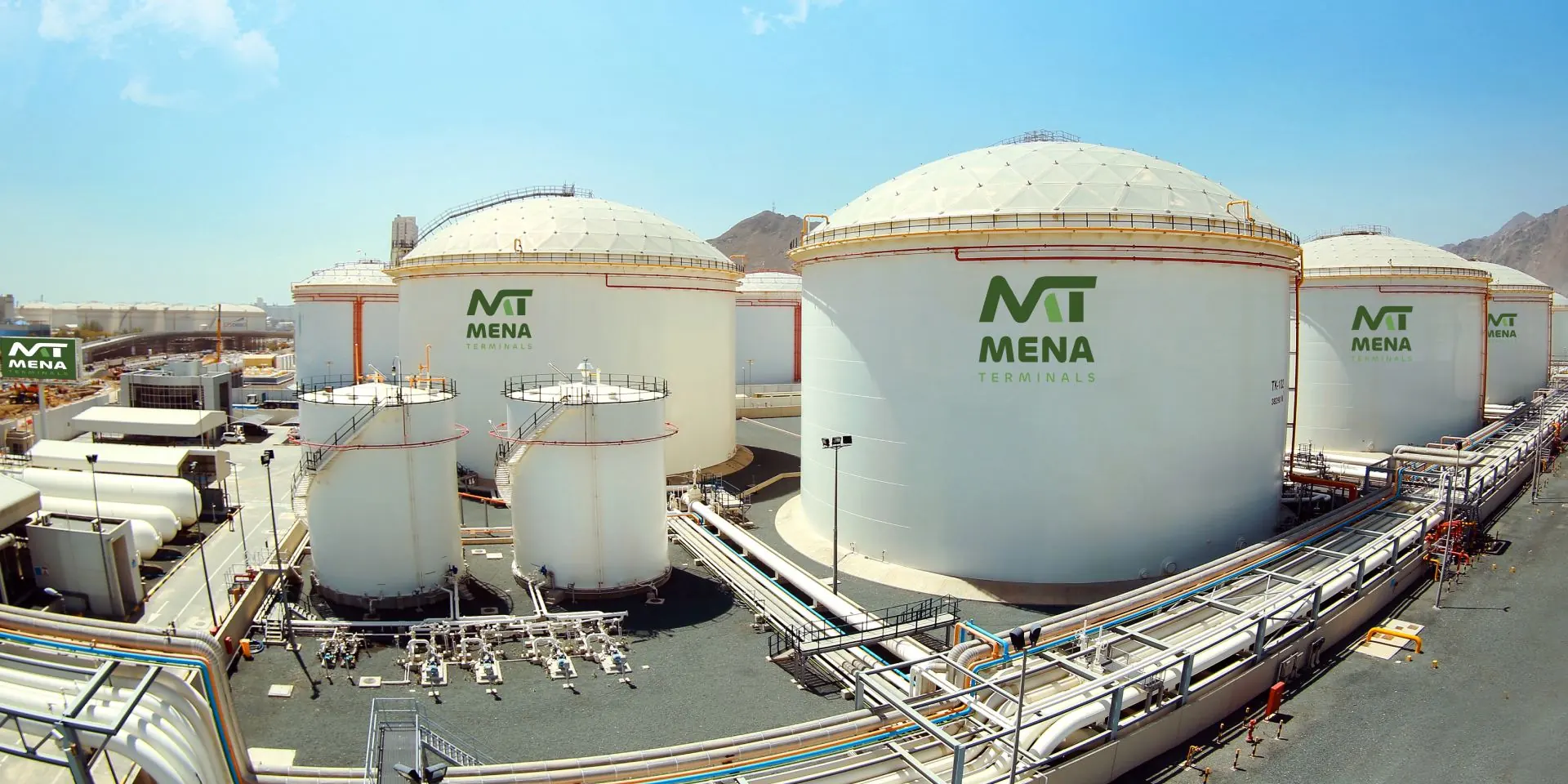 A panoramic view of MENA Terminals storage tanks in Fujairah